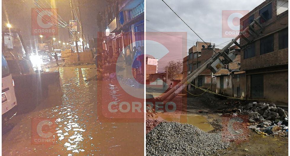 Lluvias provocan colapso de postes e inundaciones en Huancayo (VIDEOS)