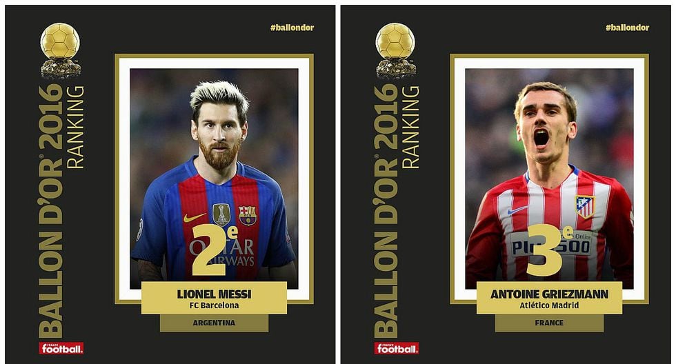Balón de Oro: Lionel Messi y Antoine Griezmann completan la terna